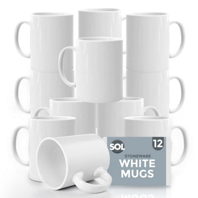 SOL White Mugs Set Of 12 100% Lead And Cadmium Free Stoneware Mug Set 11Oz from B&Q