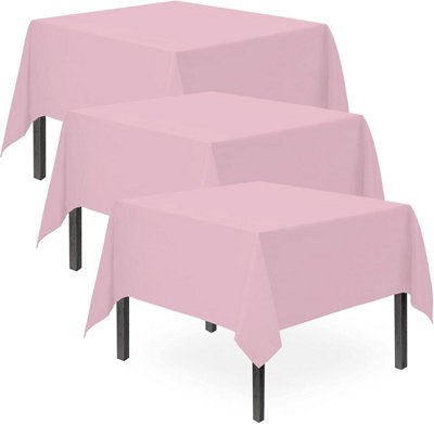 SOL 3Pk Pink Table Cloths Party 121 X 121CmDisposable Plastic Table Cover Party Pink Table Cloth Party Table Cover Pink from B&Q