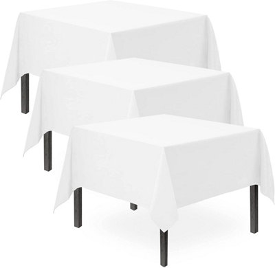 SOL 3Pk White Table Cloth Party 121 X 121CmDisposable White Plastic Table Cover Party White Plastic Table Cloth White Tablecloth from B&Q