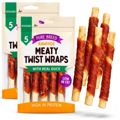 SOL 10Pk Purebreed Twist Rawhide Sticks Duck Dog Treats from B&Q