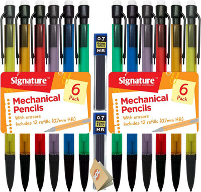 SOL 12Pk Mechanical Pencil 0.7mm HbMechanical Pencils Set24 Lead RefillsPropelling Pencils Mechanical 0.7mm Mechanical Pencils from B&Q