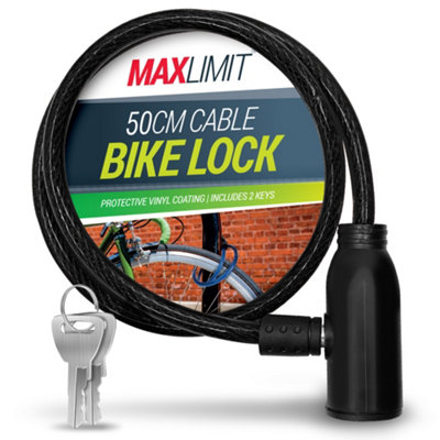 Sol Black Cable Bike Lock With Key - Cable Lock Made With Tough Braided Steel Wires And Durable Pvc