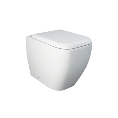 RAK Ceramics Rak Metropolitan Modern Square Horizontal Outlet Back To Wall Toilet Pan Bathroom 340X525mm Alpine White Finish (Pan Only) from B&Q