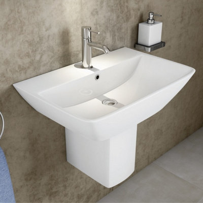 RAK Ceramics Rak Summit Basin And Semi Pedestal 500mm Wide1 Tap Hole from B&Q