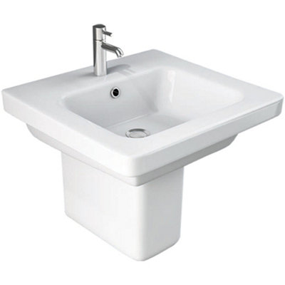 Arley Rak Resort Semi Pedestal Basin Wall Mount Square Bathroom White (Pedestal Only) from B&Q