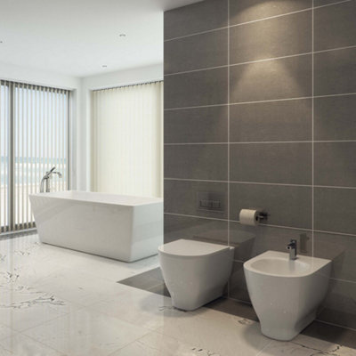 RAK Ceramics Rak Moon Rimless Round Back To Wall Toilet Pan 360mm Alpine White (Pan Only) from B&Q