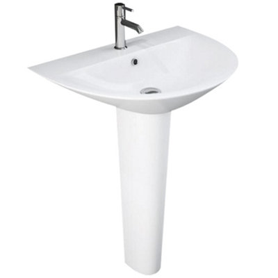 REINA Rak Morning Full Pedestal Wash Basins Oval Bathroom Alpine White (Pedestal Only)