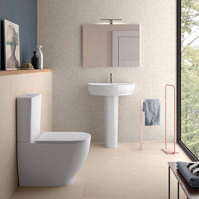 Arley Rak Moon Rimless Close Coupled Fully Back To Wall Wc Pan Toilet White (Pan Only) from B&Q
