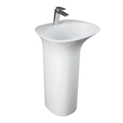 RAK Ceramics Rak Sensation Full Pedestal Free Standing Wash Basin 1 Tap Hole 550mm White from B&Q