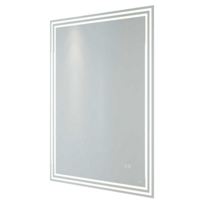 RAK Ceramics Rak Hermes 600X800mm Rectangular Illuminated Bathroom Mirror With BluetoothDemister & Shaving SocketIp44 from B&Q