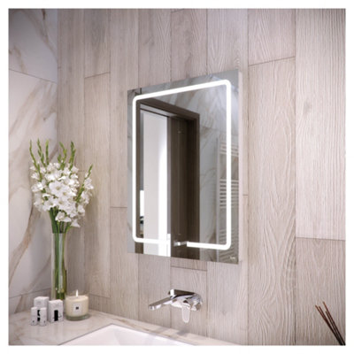 B&Q -  Rak Pegasus 600X800mm Illuminated Bathroom Mirror With Demister & Shaving SocketIp44