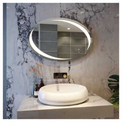 RAK Ceramics Rak Hades Oval Illuminated Led Bathroom Mirror With Demister & Touch Sensor900X600mm from B&Q
