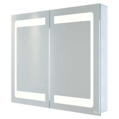 B&Q -  Rak Aphrodite 800X700mm Illuminated Bathroom Mirror Cabinet With Touch SensorDemister & Shaving SocketIp44