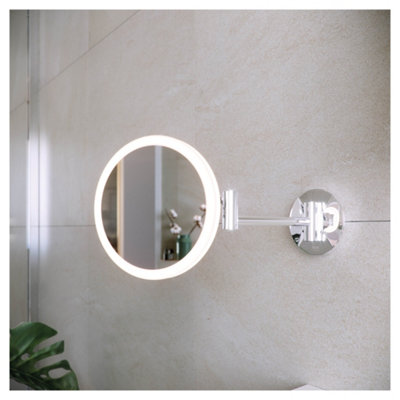 RAK Ceramics Rak Demeter Plus 200mm Round Chrome Magnetic Switch Illuminated Magnifying Bathroom Mirror Ip44 from B&Q