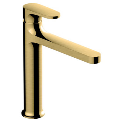 RAK Ceramics Rak Portofino Mid Height Brushed Gold Basin Mixer TapDurable Solid BrassContemporary Design from B&Q
