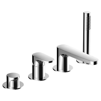 RAK Ceramics Rak Portofino 4-Hole Deck-Mounted Bath Shower Mixer Tap With HandsetPolished Chrome Solid Brass from B&Q
