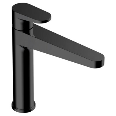 RAK Ceramics Rak Ischia Matt Black Basin Mono Mixer TapMid HeightSolid Brass15 Year Guarantee from B&Q