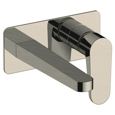 RAK Ceramics Rak Ischia Wall Mounted Basin Mixer TapBrushed NickelSolid Brass15-Year Guarantee from B&Q