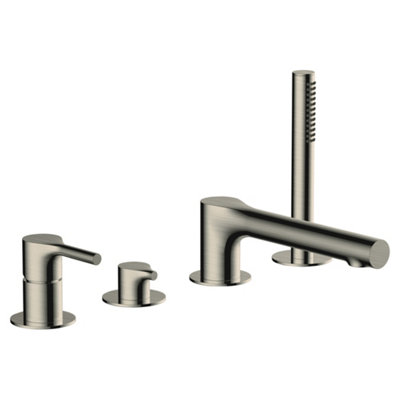 RAK Ceramics Rak Sorrento Brushed Nickel 4 Hole Deck Mounted Bath Shower Mixer Tap With Handset from B&Q