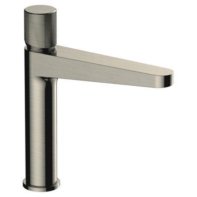 Rak Ceramics Amalfi Mid-Height Basin Mixer TapContemporary Brushed Nickel FinishSolid Brass from B&Q