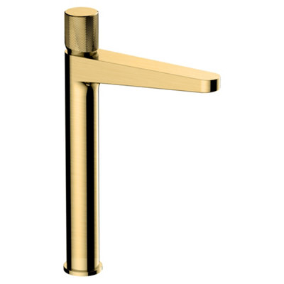 RAK Ceramics Rak Amalfi Tall Brushed Gold Modern Basin Mixer TapSolid Brass15-Year Guarantee from B&Q