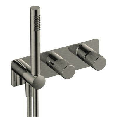 RAK Ceramics Rak Amalfi Brushed Nickel Thermostatic Concealed Dual Outlet Shower Valve With Handset from B&Q