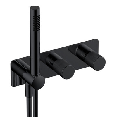 RAK Ceramics Rak Amalfi Matt Black Concealed Thermostatic Shower Valve With Dual Outlet & Handset from B&Q