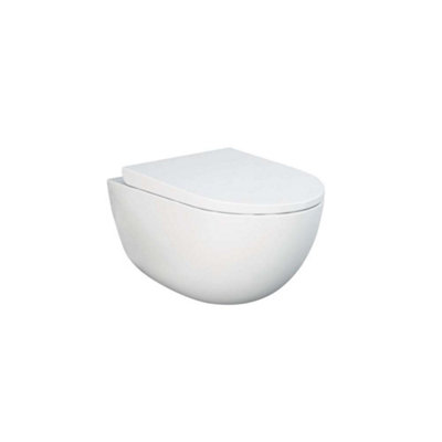 RAK Ceramics Rak Des Durable Ceramic Modern Horizontal Outlet Wall Hung Rimless Round Wc Toilet Pan Bathroom 380X520mm Alpine White (Pan Only) from B&Q