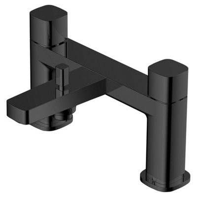 RAK Ceramics Rak Petit Square Matt Black Deck-Mounted Bath Shower Mixer Tap With Handset from B&Q