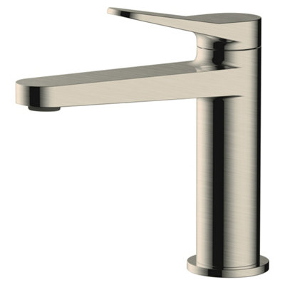 RAK Ceramics Rak Petit Brushed Nickel Modern Basin Mono Mixer TapSolid Brass & 15-Year Guarantee from B&Q