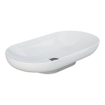 Arley Rak Des Oval Countertop Wash Basin Without Overflow 700mm White (Basin Only) from B&Q