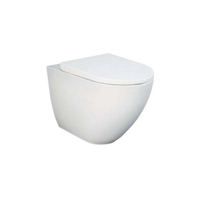 RAK Ceramics Rak-Des Bathroom Horizontal Vertical Outlet Back-To-Wall Water Closet Rimless Toilet Pan Ceramic 420mm Alpine White Pan Only from B&Q