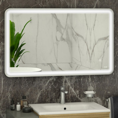 B&Q -  Rak Art Soft 500X700mm Rectangular Led Illuminated Bathroom Mirror With Touch Sensor & DemisterChrome EffectIp44