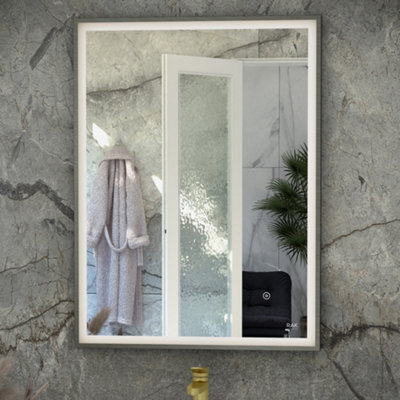 RAK Ceramics Rak Art Square 600X800mm Led Illuminated Bathroom Mirror With Touch Sensor & Demister PadBrushed Nickel from B&Q