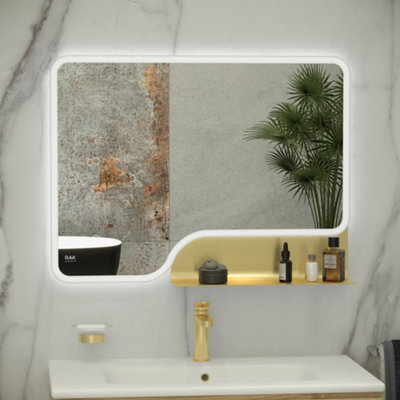 RAK Ceramics Rak Ornate 1000X600mm Brushed Gold Led Illuminated Bathroom Mirror With Touch Sensor & Demister from B&Q
