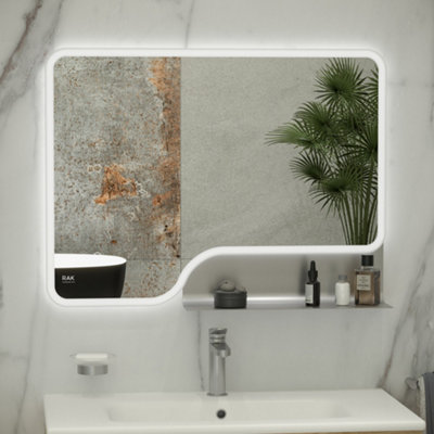 RAK Ceramics Rak Ornate 600X800mm Brushed Nickel Illuminated Bathroom Mirror With Touch Sensor & Demister PadIp44 Rated from B&Q