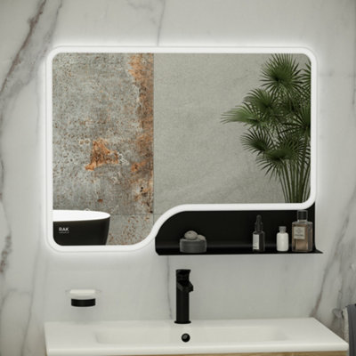 RAK Ceramics Rak Ornate 600X1200mm Matt Black Square With Touch Sensor Illuminated Mirror Ip44 from B&Q