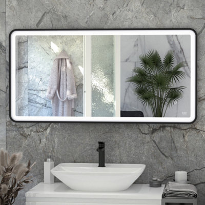 RAK Ceramics Rak Picture Soft 1200X600mm Matt Black Rectangular Illuminated Bathroom Mirror With Touch Sensor & Demister from B&Q