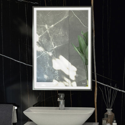 RAK Ceramics Rak Picture Square 500X700mm Illuminated Bathroom MirrorBrushed NickelTouch Sensor & Demister from B&Q