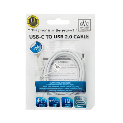  - Gvc Usb To Type C Data Cable For Syncing & Charging1 MetreWhite