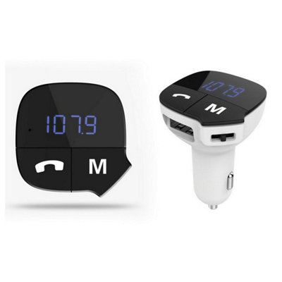 Aquarius Bluetooth Adapter Fm Transmitter Hands-Free Calling Car Kit - White - White - Image 6