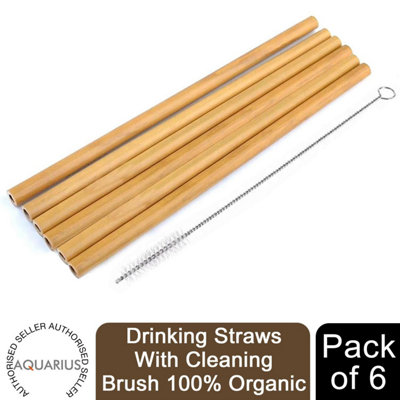 Haven Bamboo Drinking Straws With Cleaning Brush 100% Organic Natural Material from B&Q