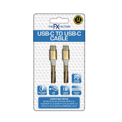 Fx Braided Usb-C To Usb-C Data Cable 1MGold from B&Q