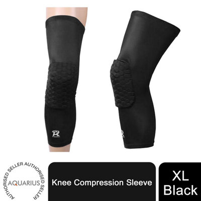 Aquarius Knee Compression Sleeve Black Extra Large - Joint Support Brace For Tradesmen & Heavy Lifting