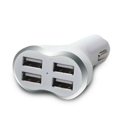 B&Q -  4-Port Usb Car Charger White5.2A Fast Charge 12V Multi-Plug For Work Van FleetDash Cams & Site Crew