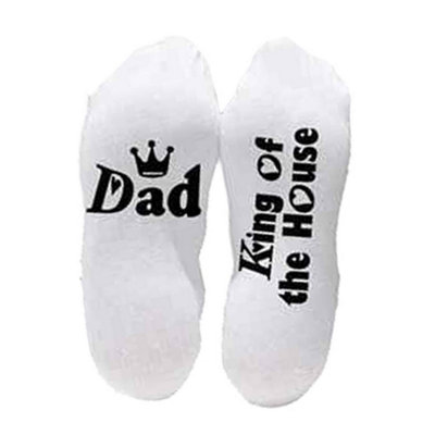 Flo Novelty Cotton Mid Calf Socks With Funny SlogansKing Of The HouseWhite from B&Q