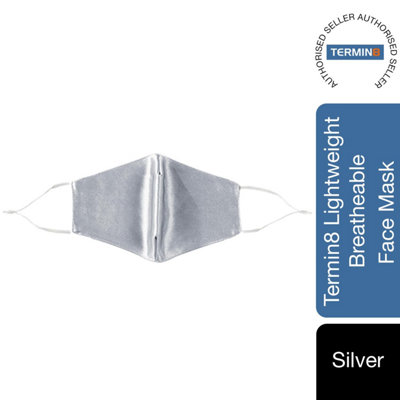 Termin8 Satin SilkLightweight Breathable Festival Face MaskSilver from B&Q