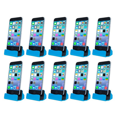 10X Aquarius Desktop Charging Dock & Braided Cables BlueBulk Trade Pack Phone Stand For Site Office from B&Q