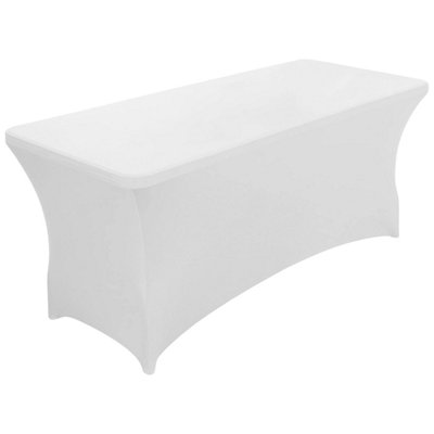 Neel Blue 6Ft Tight Fitted TableclothRectangle Spandex Patio Table CoverWhitePack Of 2 from B&Q