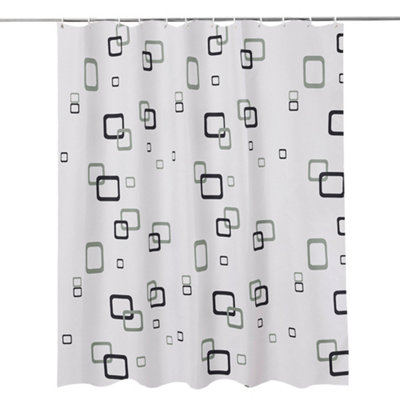 Neel Blue Geometric Polyester Shower CurtainWater-Resistant Bathroom Curtain With 12 Hooks180X200Cm from B&Q